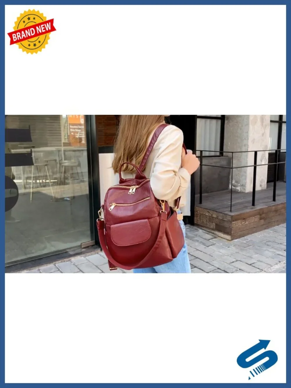 Convertible Waterproof Nylon Faux Leather Backpack Purse Travel Rucksack